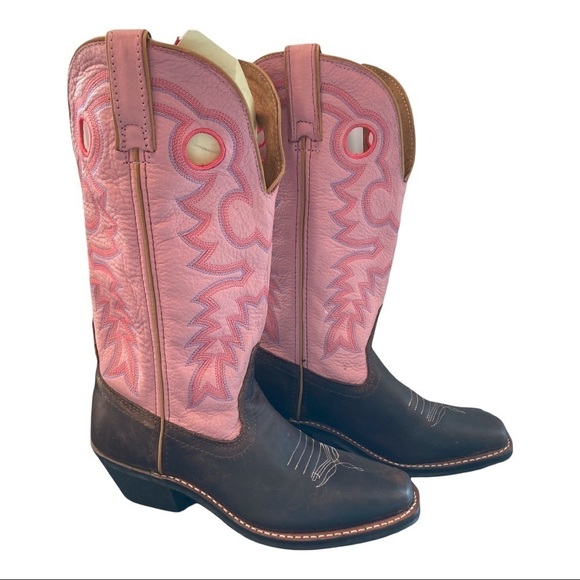 NWT Masterson sz 6 pink brown leather embroidered cowgirl boots - Picture 3 of 16